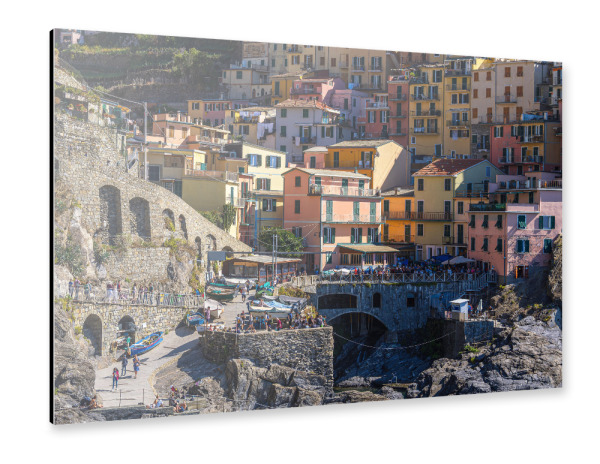 Alu-Dibond "Häuser und Felsen in Manarola" 30x20 cm artboxONE