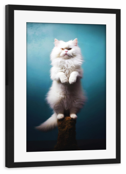 Poster mit Rahmen schwarz "Miau Katzenyoga G" artboxONE - Tiere,Lustig - Katze,Katzen,Yoga,Bewegung,Tier,Lustig