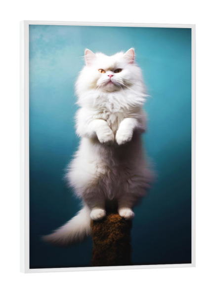 Poster mit weißem Rahmen "Miau Katzenyoga G" artboxONE - Tiere,Lustig - Katze,Katzen,Yoga,Bewegung,Tier,Lustig