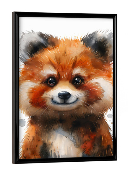 Poster mit schwarzem Rahmen "Baby Roter Panda (matart)" artboxONE - Für Kinder,Tiere - Panda,Tier,Tiere,Natur,Baby,Niedlich,Wild,Malerei,Aquarell