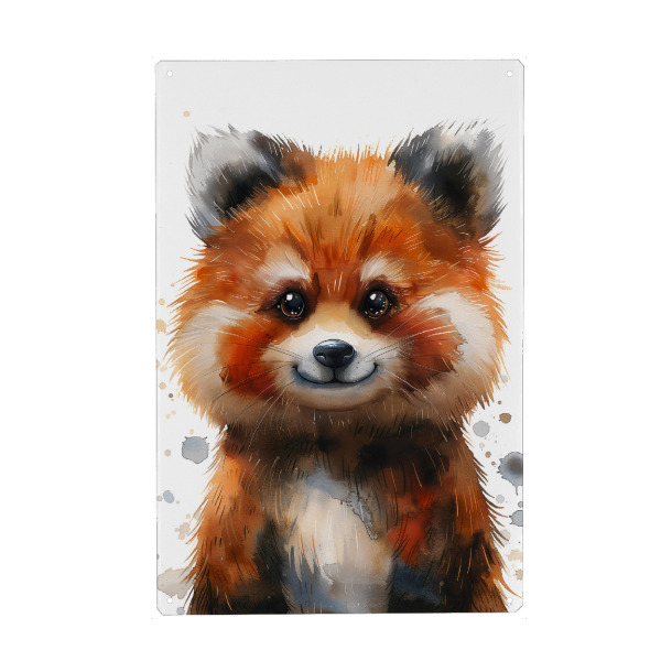 Metall Poster "Baby Roter Panda (matart)" artboxONE - Für Kinder,Tiere - Panda,Tier,Tiere,Natur,Baby,Niedlich,Wild,Malerei,Aquarell - Blechschild