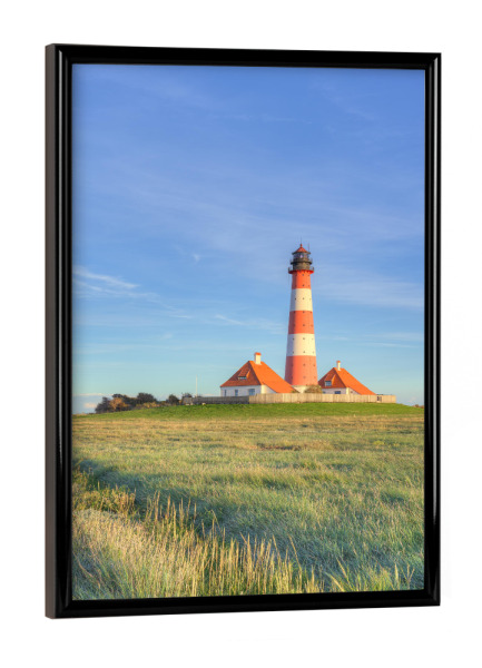 Poster mit schwarzem Rahmen "Leuchtturm Westerheversand" artboxONE - Reise,Architektur,Reise / Strand und Meer