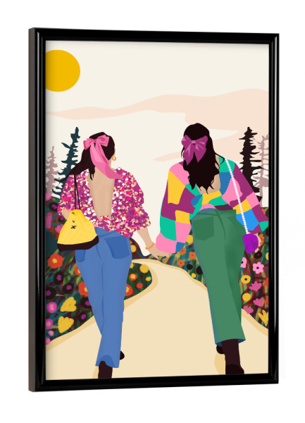 Poster mit schwarzem Rahmen "Beste Freunde - bunt" artboxONE - Menschen