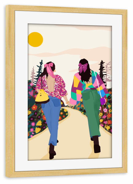 Poster mit Rahmen kiefer "Beste Freunde - bunt" artboxONE - Menschen