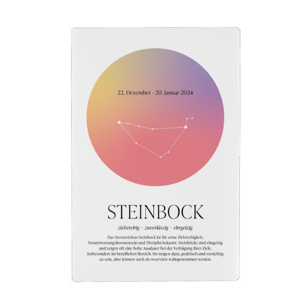 Metall Poster "Sternbild Sternzeichen Steinbock" artboxONE - Für Kinder,Für Mama,Für Papa,Galaxy