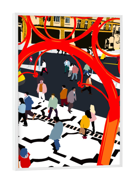 Poster mit weißem Rahmen "Stadtstraße" artboxONE - Städte,Menschen