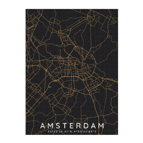 Puzzle Ravensburger "Amsterdam minimalist map Dark" artboxONE - Städte,Städte / Amsterdam,Kartografie
