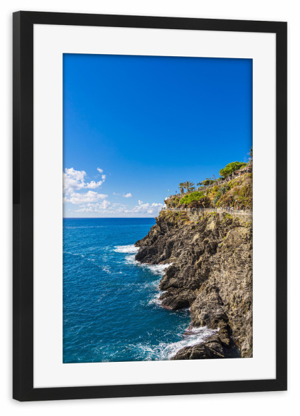 Poster mit Rahmen schwarz "Mittelmeerküste nahe Manarola" artboxONE - Natur,Reise,Reise / Strand und Meer,Reise / Länder