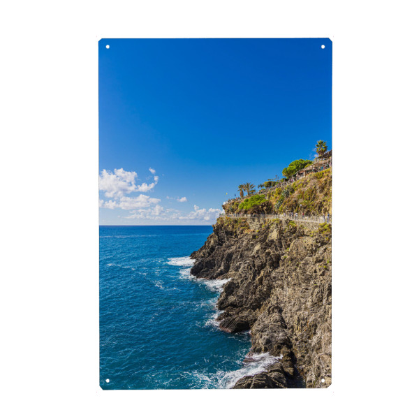 Holzbild "Mittelmeerküste nahe Manarola" artboxONE - Natur,Reise,Reise / Strand und Meer,Reise / Länder