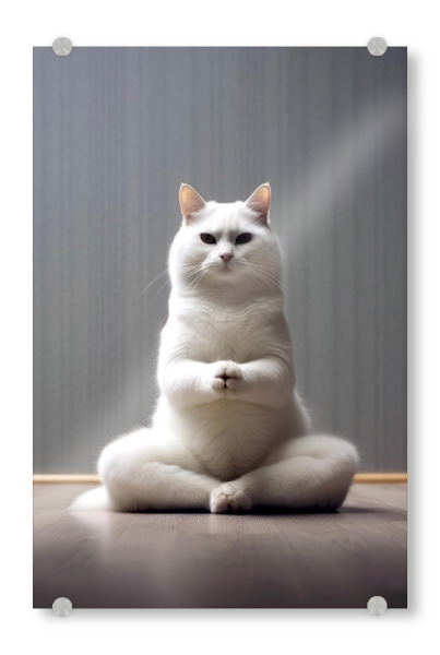 Acrylglasbild "Miau Katzenyoga I" artboxONE - Tiere,Lustig - Katze,Katzen,Yoga,Bewegung,Tier