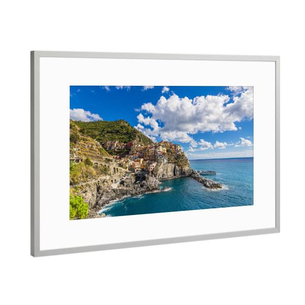 Poster mit Rahmen Silber "Blick auf Manarola in Italien" artboxONE - Natur,Reise,Architektur,Reise / Strand und Meer,Reise / Länder