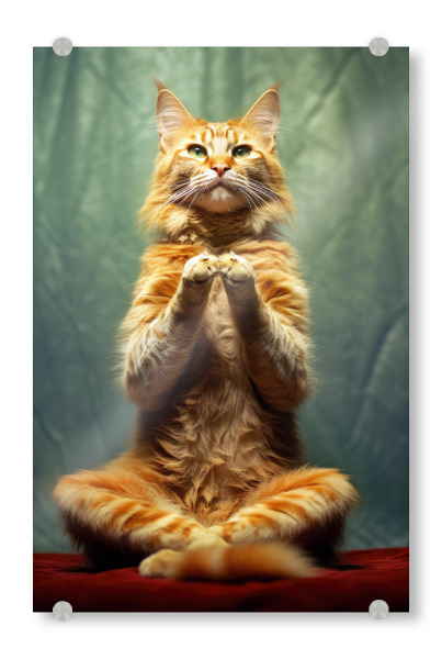 Acrylglasbild "Miau Katzenyoga E" artboxONE - Tiere,Lustig - Katze,Katzen,Yoga,Bewegung,Tier