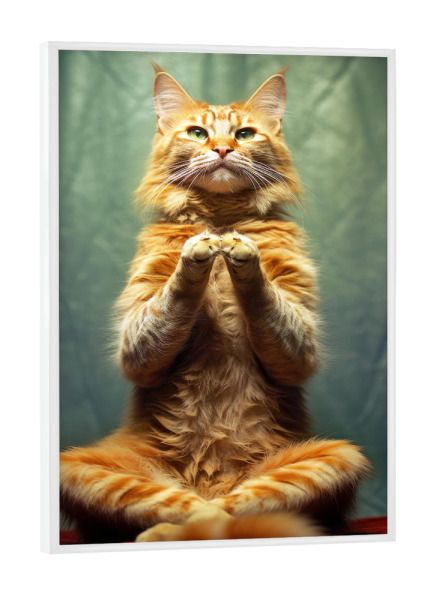 Poster mit weißem Rahmen "Miau Katzenyoga E" artboxONE - Tiere,Lustig - Katze,Katzen,Yoga,Bewegung,Tier