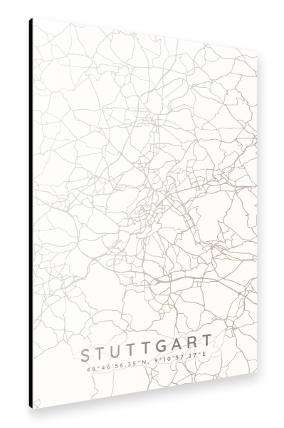 Alu-Dibond "Stuttgart minimalist map taupe" 30x20 cm artboxONE