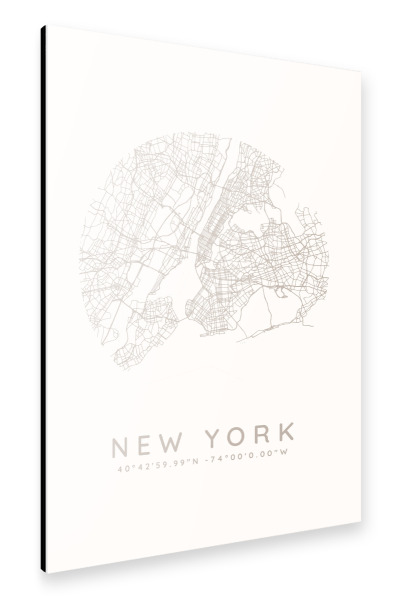 Alu-Dibond "New York minimalist map white" 30x20 cm artboxONE