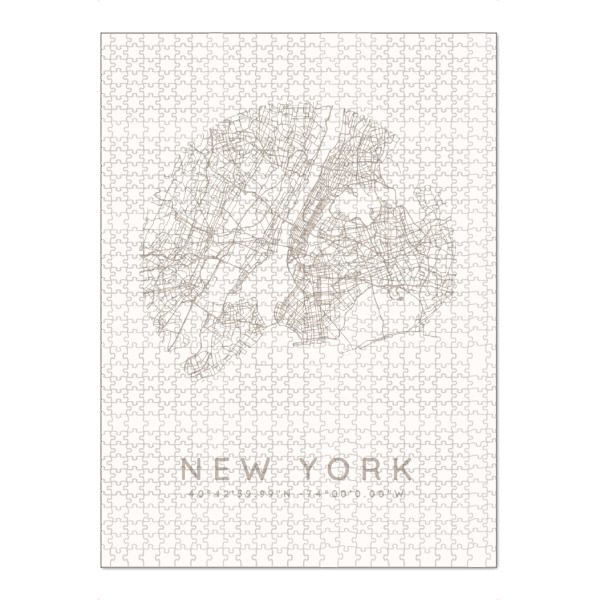 Puzzle Ravensburger "New York minimalist map white" artboxONE - Städte,Städte / New York,Kartografie
