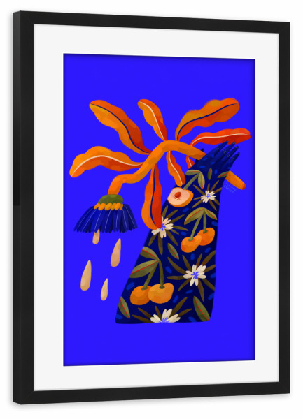 Poster mit Rahmen schwarz "Flaming Garden - Hand mit Blume" artboxONE - Natur,Floral,Menschen