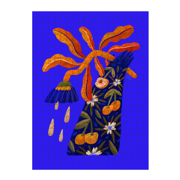 Puzzle Ravensburger "Flaming Garden - Hand mit Blume" artboxONE - Natur,Floral,Menschen - Blume,Blüte,Natur,Botanik,Garten,Pflanze,Kontrast,Farbe