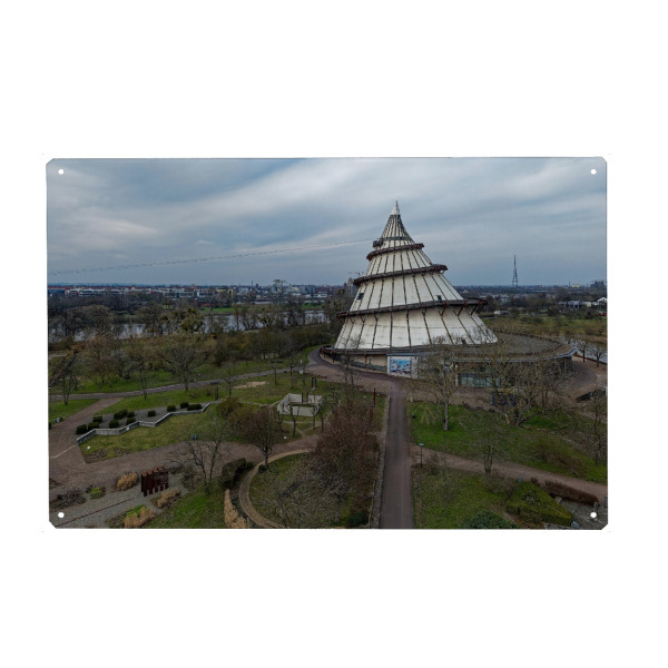Metall Poster "Magdeburg - Jahrtausendturm" artboxONE - Städte,Natur,Reise,Architektur,Reise / Länder