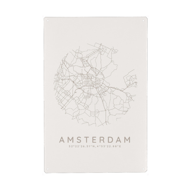 Holzbild "Amsterdam minimalist map" artboxONE - Städte,Städte / Amsterdam,Kartografie