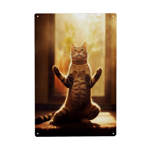 Holzbild "Miau Katzenyoga K" artboxONE - Tiere - Katze,Katzen,Yoga,Bewegung,Tier
