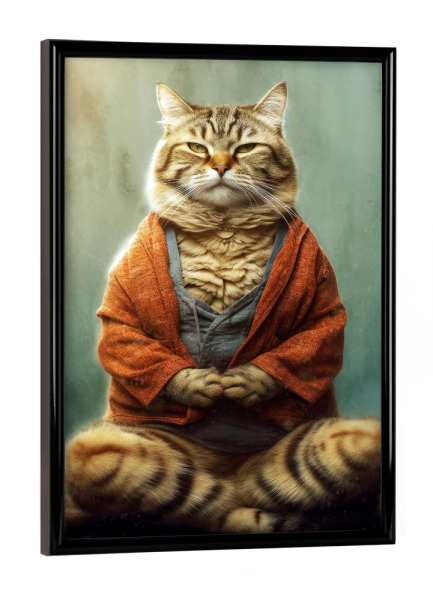 Poster mit schwarzem Rahmen "Miau Katzenyoga B" artboxONE - Tiere - Katze,Katzen,Yoga,Bewegung,Tier
