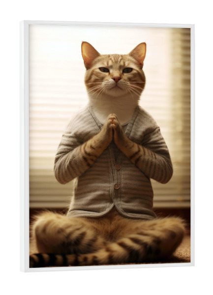 Poster mit weißem Rahmen "Miau Katzenyoga H" artboxONE - Tiere - Katze,Katzen,Yoga,Bewegung,Tier