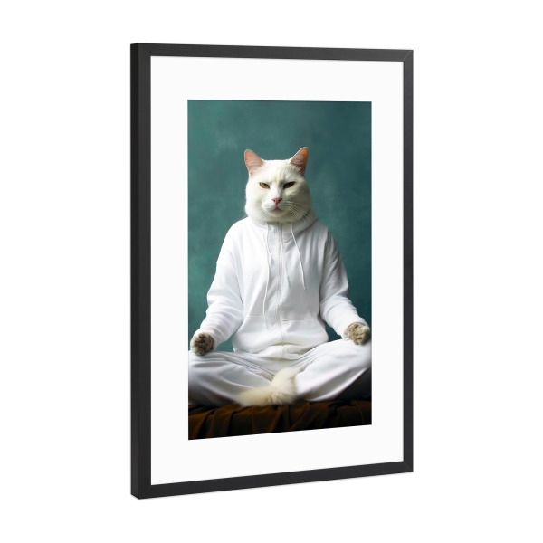 Poster mit Rahmen Schwarz (Metallic) "Miau Katzenyoga L" artboxONE - Tiere - Katze,Katzen,Yoga,Bewegung,Tier