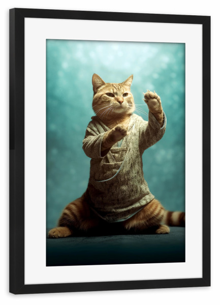 Poster mit Rahmen schwarz "Miau Katzenyoga D" artboxONE - Tiere - Katze,Katzen,Yoga,Bewegung,Tier
