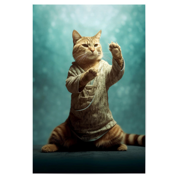 Poster 30x20 cm "Miau Katzenyoga D" artboxONE - Tiere - Katze,Katzen,Yoga,Bewegung,Tier