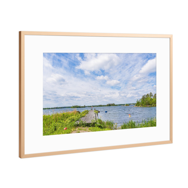 Poster mit Rahmen Kupfer "Ostseeküste mit Steg" artboxONE - Natur,Reise,Reise / Strand und Meer
