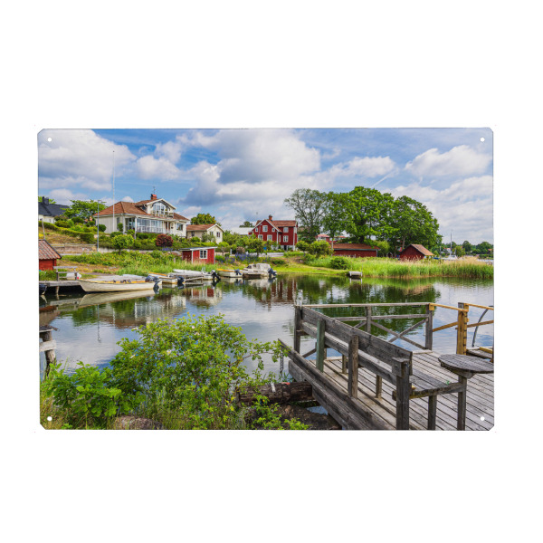 Holzbild "Figeholm in Schweden" artboxONE - Reise,Architektur,Reise / Strand und Meer,Reise / Länder