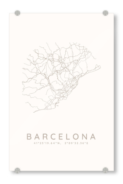 Acrylglasbild "Barcelona minimalist map white" artboxONE - Städte,Städte / Barcelona,Kartografie