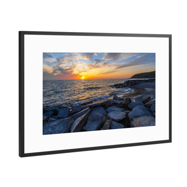 Poster mit Rahmen Schwarz (Metallic) "Sonnenuntergang auf Hiddensee" artboxONE - Natur,Reise,Reise / Strand und Meer