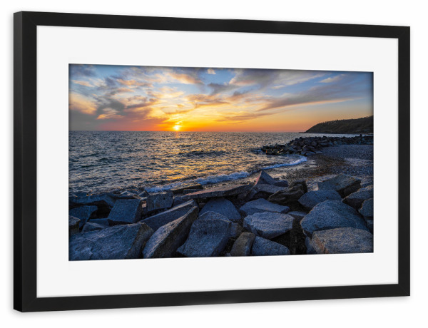 Poster mit Rahmen schwarz "Sonnenuntergang auf Hiddensee" artboxONE - Natur,Reise,Reise / Strand und Meer