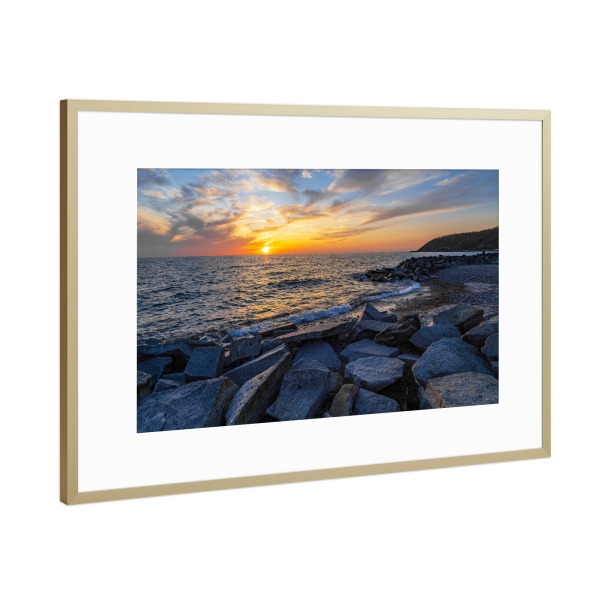 Poster mit Rahmen Gold "Sonnenuntergang auf Hiddensee" artboxONE - Natur,Reise,Reise / Strand und Meer