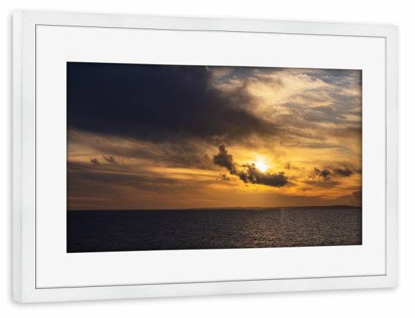 Poster mit Rahmen weiß "Nordsee und Sonnenuntergang" artboxONE - Natur,Reise,Reise / Strand und Meer,Reise / Länder
