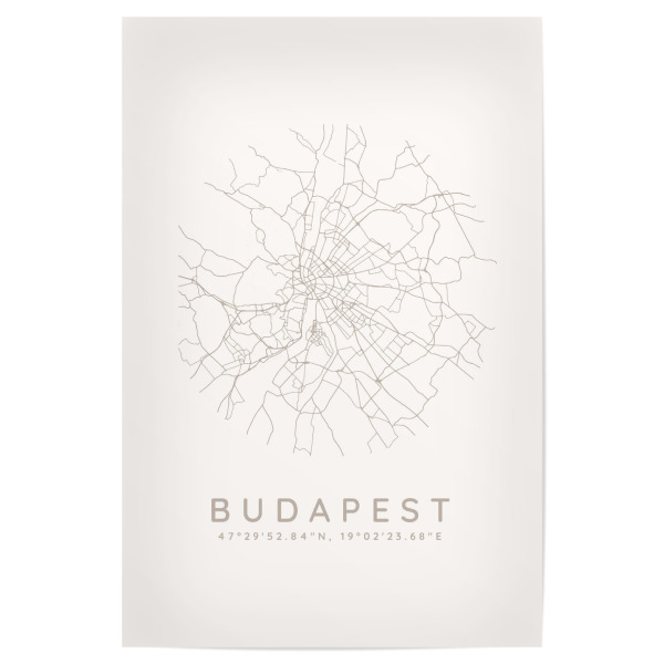 Poster 30x20 cm "Budapest minimalist map white" artboxONE - Städte,Städte / Budapest,Kartografie