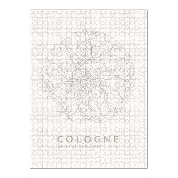 Puzzle Ravensburger "Köln minimalistische Karte weiß" artboxONE - Städte,Städte / Köln,Kartografie