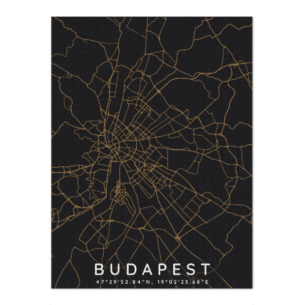 Puzzle Ravensburger "Budapest minimalist map Dark" artboxONE - Städte,Städte / Budapest,Kartografie