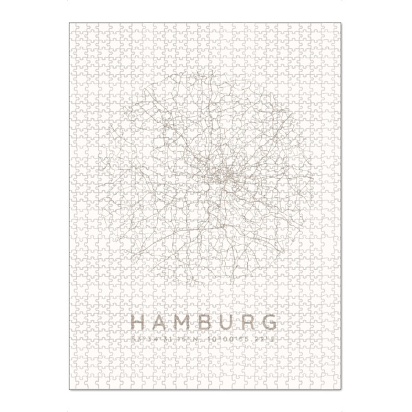 Puzzle Ravensburger "Hamburg minimalist map white" artboxONE - Städte,Städte / Hamburg,Kartografie
