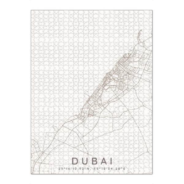 Puzzle Ravensburger "Dubai minimalistische Karte Taupe" artboxONE - Städte,Städte / Dubai,Kartografie