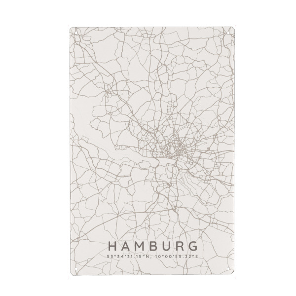Holzbild "Hamburg minimalist map taupe" artboxONE - Städte,Städte / Hamburg,Kartografie