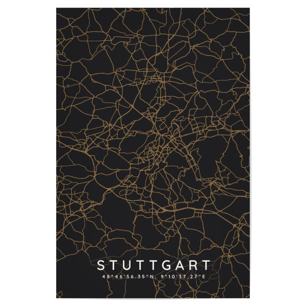 Poster "Stuttgart minimalist map Dark" artboxONE - Städte,Städte / Stuttgart