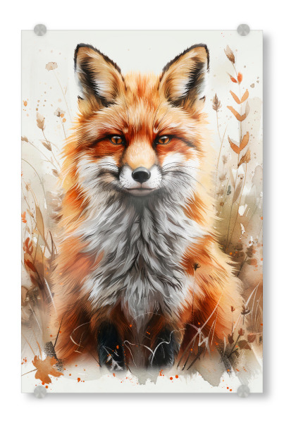 Acrylglasbild "Baby Fox (matart)" artboxONE - Tiere - Fuchs,Füchse,Tier,Tiere,Natur,Baby,Niedlich,Wild,Gemälde,Aquarell