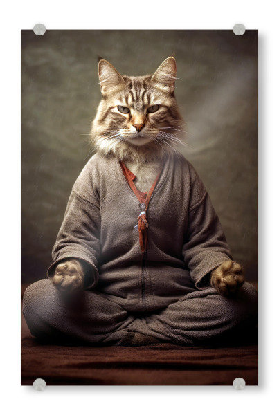 Acrylglasbild "Miau Katzenyoga A" artboxONE - Tiere,Lustig - Katze,Katzen,Yoga,Bewegung,Tier