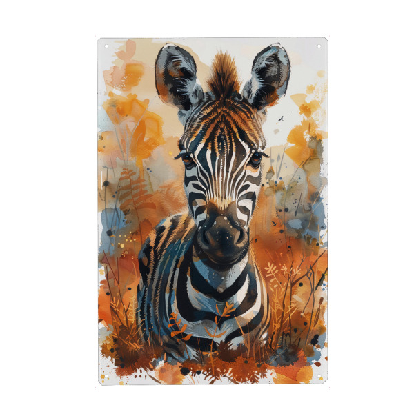 Holzbild "Baby Zebra (matart)" artboxONE - Für Kinder,Tiere - Zebra,Tier,Tiere,Natur,Baby,Niedlich,Wild,Tierwelt,Malerei,Aquarell