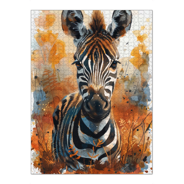 Puzzle Ravensburger "Baby Zebra (matart)" artboxONE - Für Kinder,Tiere - Zebra,Tier,Tiere,Natur,Baby,Niedlich,Wild,Tierwelt,Malerei,Aquarell