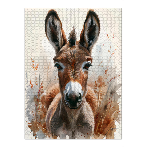 Puzzle Ravensburger "Baby Donkey (matart)" artboxONE - Für Kinder,Tiere - Esel,Tier,Tiere,Natur,Baby,Niedlich,Gemälde,Aquarell - Bild esel