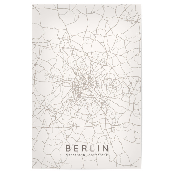 Poster "Berlin minimalistische Karte Taupe" artboxONE - Städte,Städte / Berlin,Kartografie